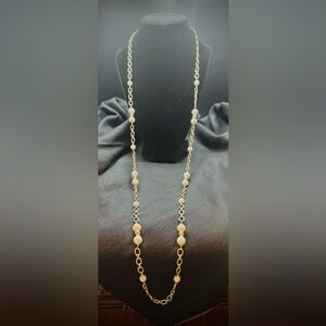 Elegant Gold and Cream Beaded Necklace